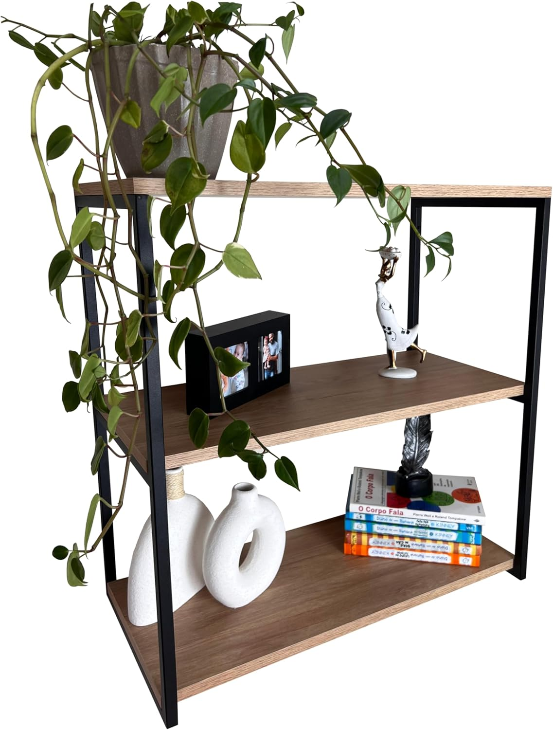 Prateleira de madeira estilo industrial Strassis Design SD-3210