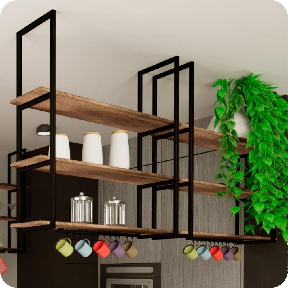 Prateleira de teto suspensa estilo industrial