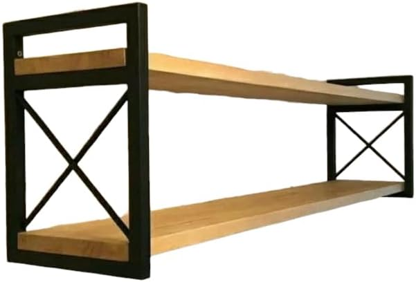 Prateleira industrial de maneira com suporte de metal decorativo