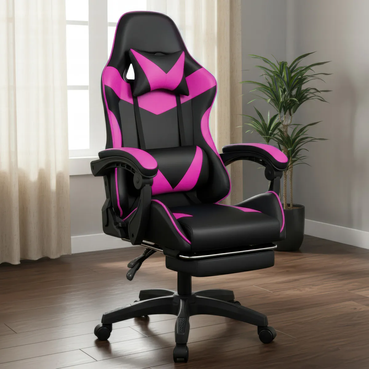 Cadeira gamer Led Tools rosa e preto